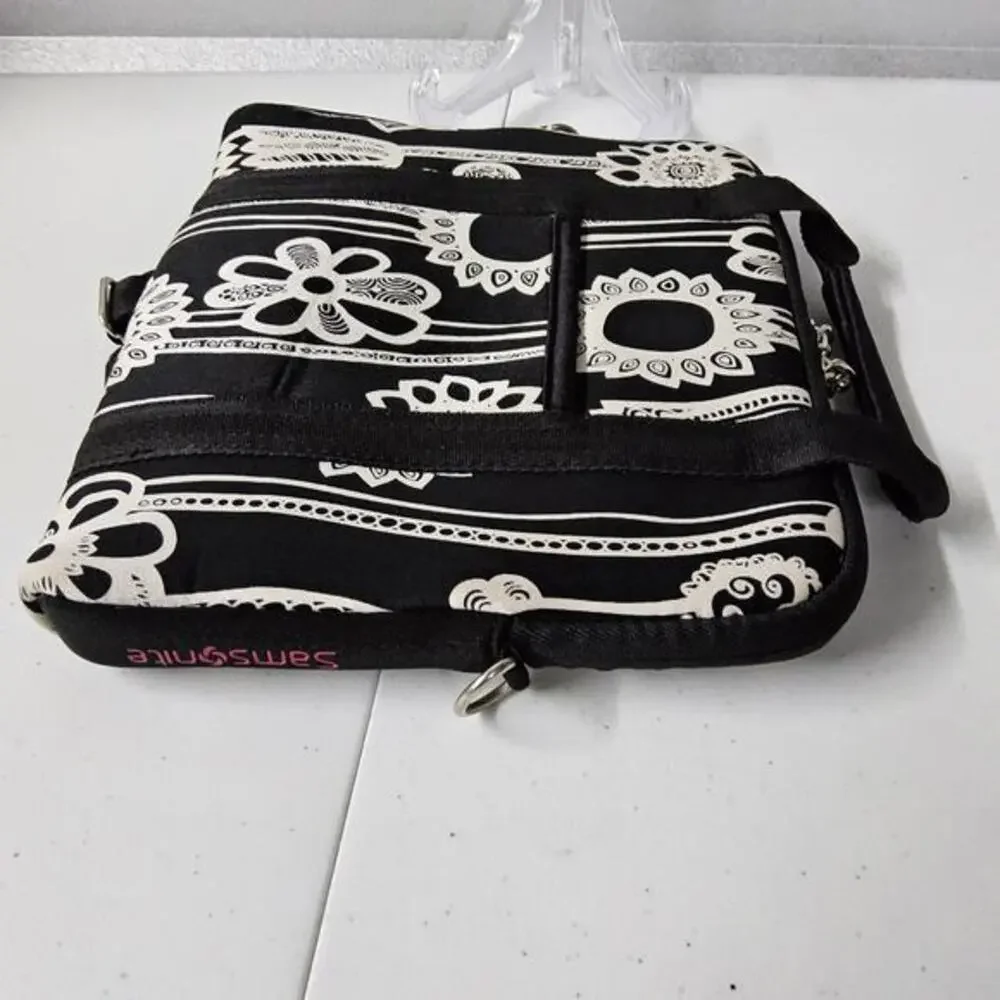 Samsonite Laptop Messenger Bag‎ Womens OS Black White Floral Padded Boho Print
